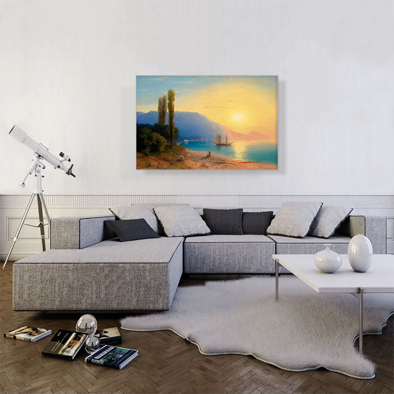 Coucher de soleil sur Yalta 1861 par Ivan Aivazovsky, reproduction d'art sur toile tendue, H 26 po x l 40 po x P 0,75 po
