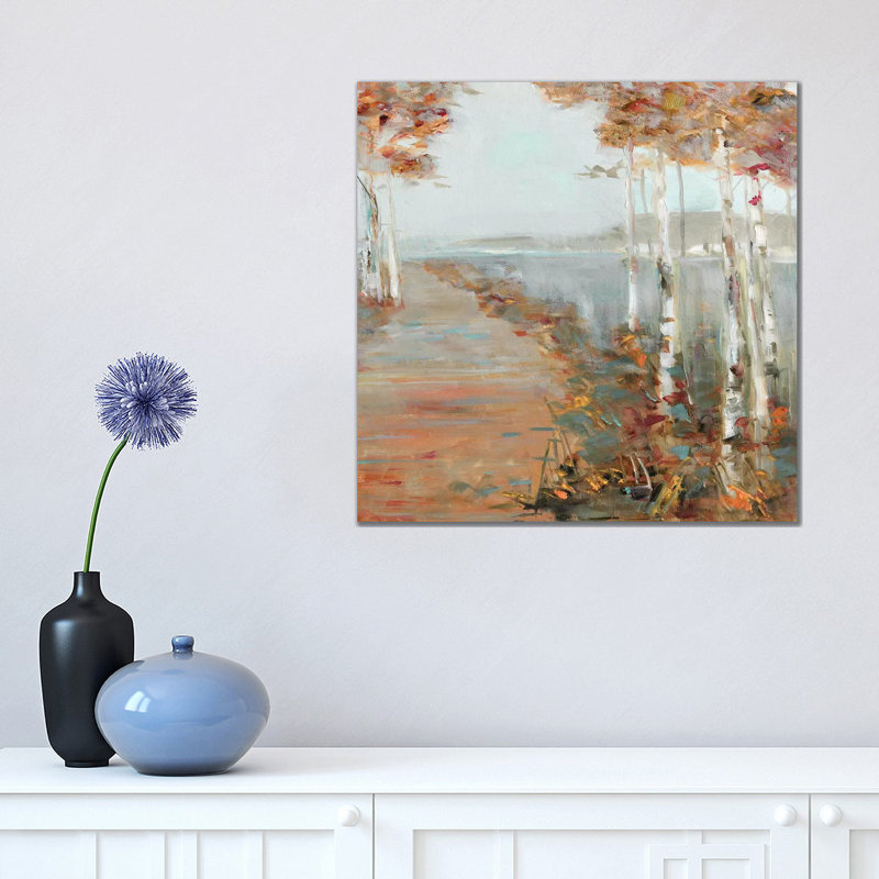 «Birch Walk II» par Sally Swatland - reproduction d'art, H 18 po x l 18 po x 1,5 po, Toile tendue, Pas de tapis