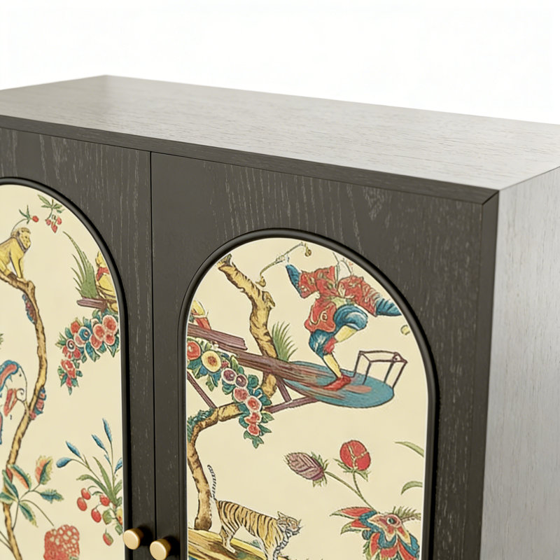 Armoire d'entrée Mid-Century en bois massif