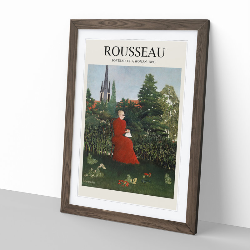 Portrait of a Woman Print by Henri Rousseau - Picture Frame Painting, Walnut Framed, 65cm H x 48cm W x 2cm D