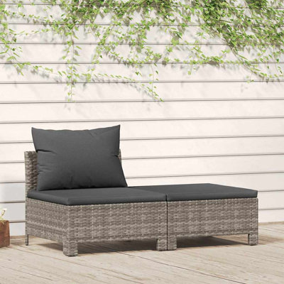 Ensemble de salon de jardin en rotin gris moyen
