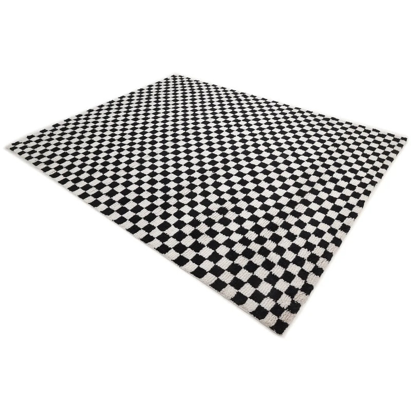 Stamford Checkered Area Rug in Black, Rectangle 8' x 10'