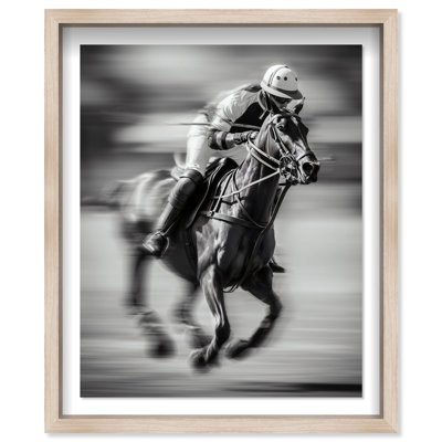 Streaking Steed BW Shadowbox Animals Print by Oliver Gal, Black Frame, 16 x 20