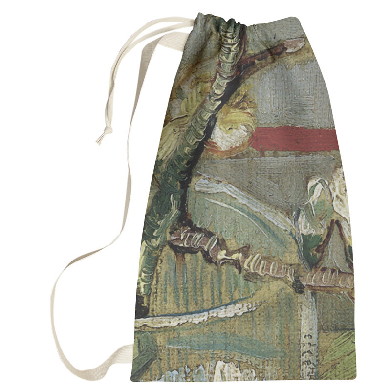 Sac à linge en verre en forme d’amande de fleurs Browerville, Petit (H 64 po x l 20 po x P 1,5 po), Vert / Gris