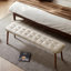 (Kaki) Bois de chêne naturel pour banc de table de salle à manger avec coussin en cuir-1094397939