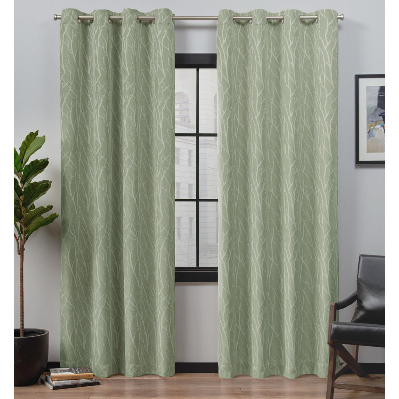 Kochi Light Filtering Linen Blend Grommet Top Curtain Panel Pair, Sage