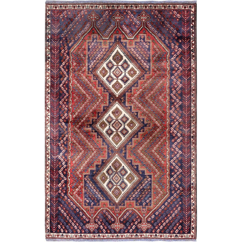 Canvello Vintage Hamadan Navy Blue Living Room Rug - 4'3" X 7'1"