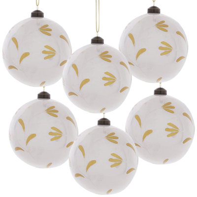 D3.9" Christmas Ball Ornaments, Glass Decorative Hanging Ball Christmas Tree Ornaments For Holiday Party Decorations, Set Of 6
