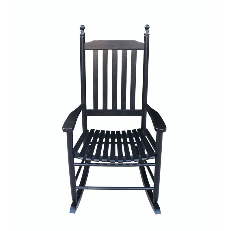 Chaise berçante en bois massif, Noir