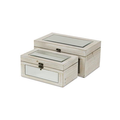 Ensemble de 2 boîtes en bois lavé
