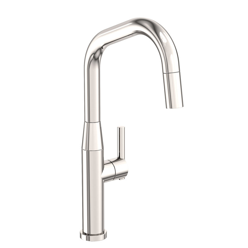 East Square Single Handle Pull Down Kitchen Faucet, Polished Nickel