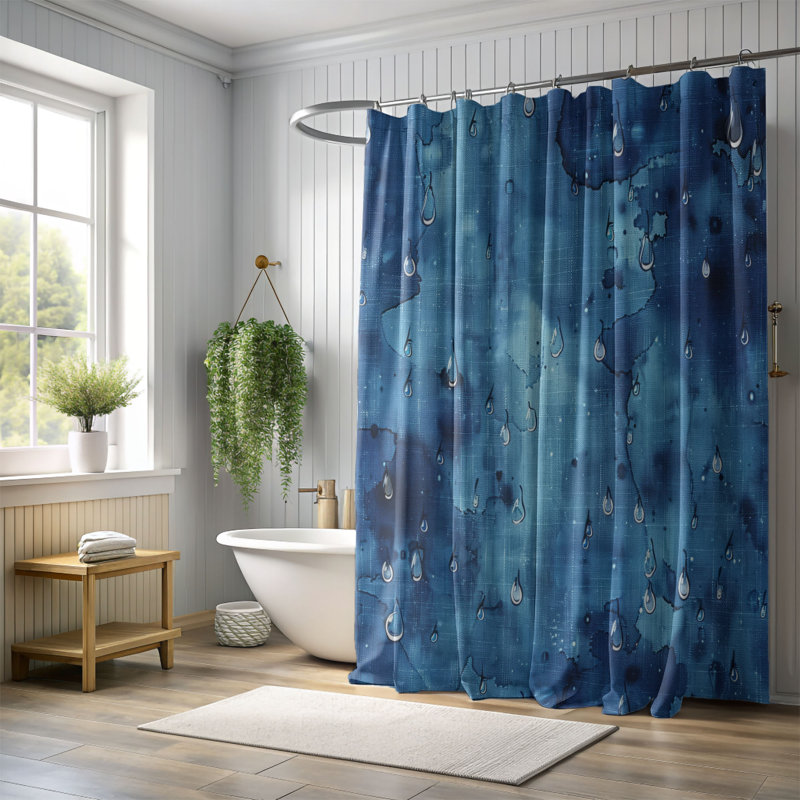 Rideau de douche Blue Splash - Premium, H 74 po x l 71 po