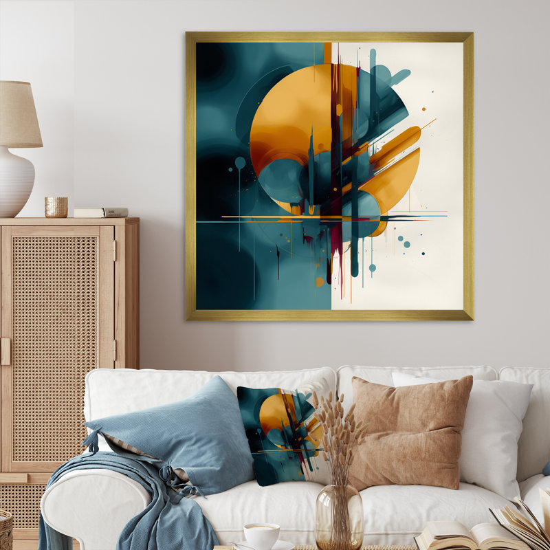 «The Geometric Of Light I» sur toile, H 16 po x l 16 po x P 1 po, Encadrement doré