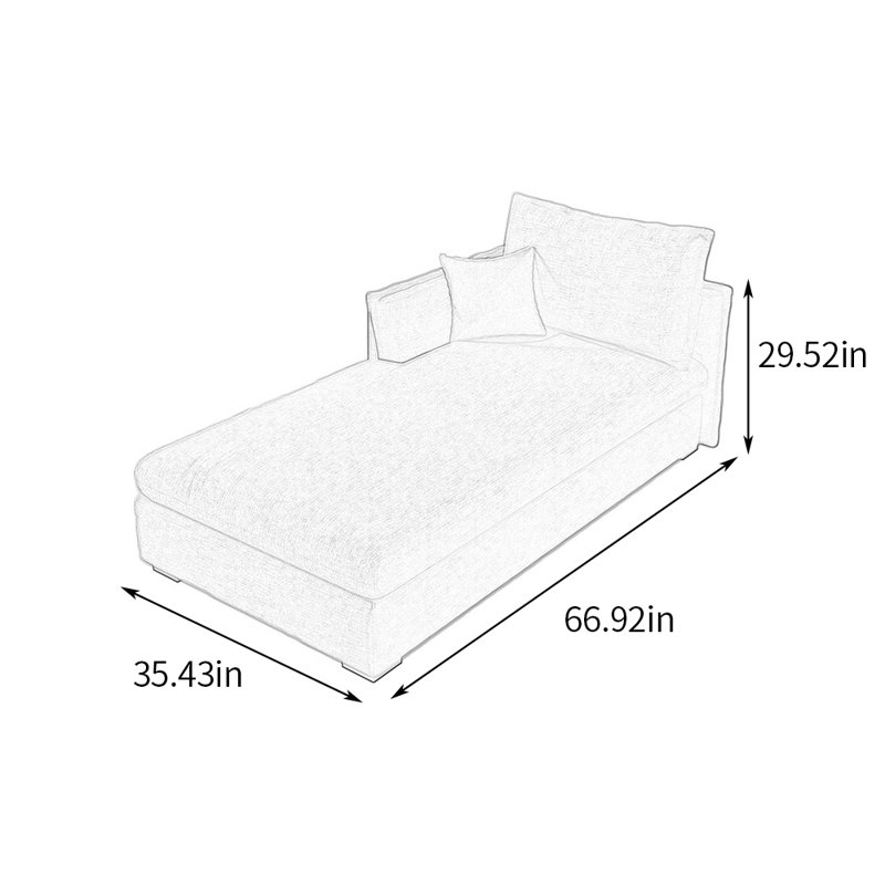 Chaise longue rembourrée Comfort, Accoudoir à droite (vu de face), Cyan