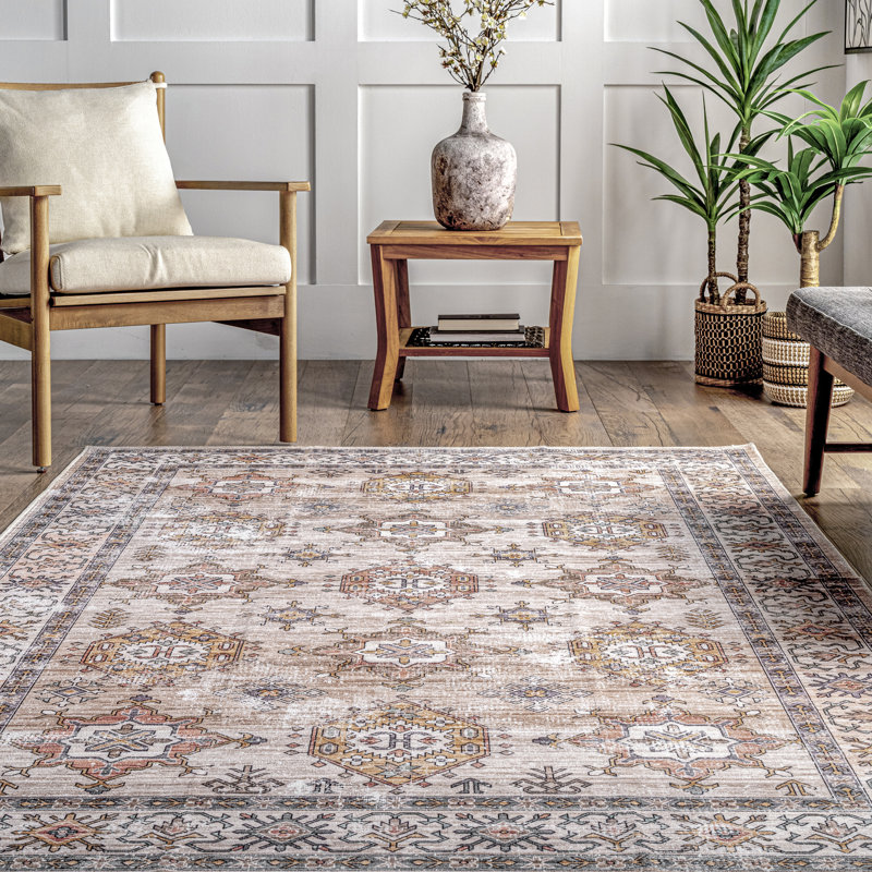 Tapis rétro délavé Finley Finin Finley, Rectangle de 5 pi x 8 pi