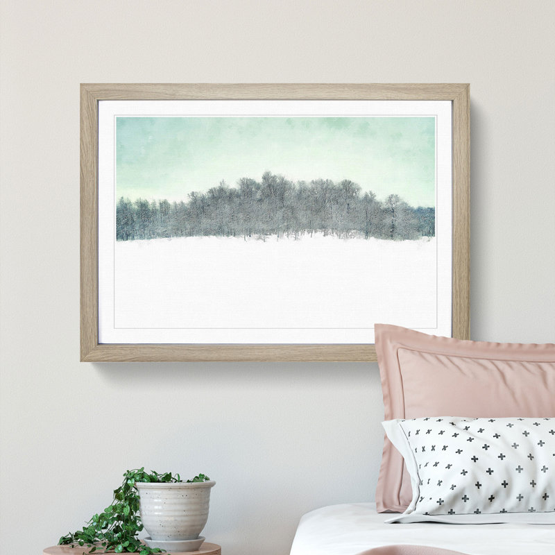 Forest at Wintertime - Picture Frame Graphic Art Print, 24cm H x 33cm W x 2cm D, Oak Framed