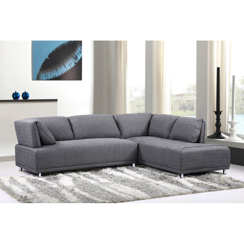 Canapé et chaise longue 104 po Nita, Mélange de polyester gris, Orienté à droite (vu de face)