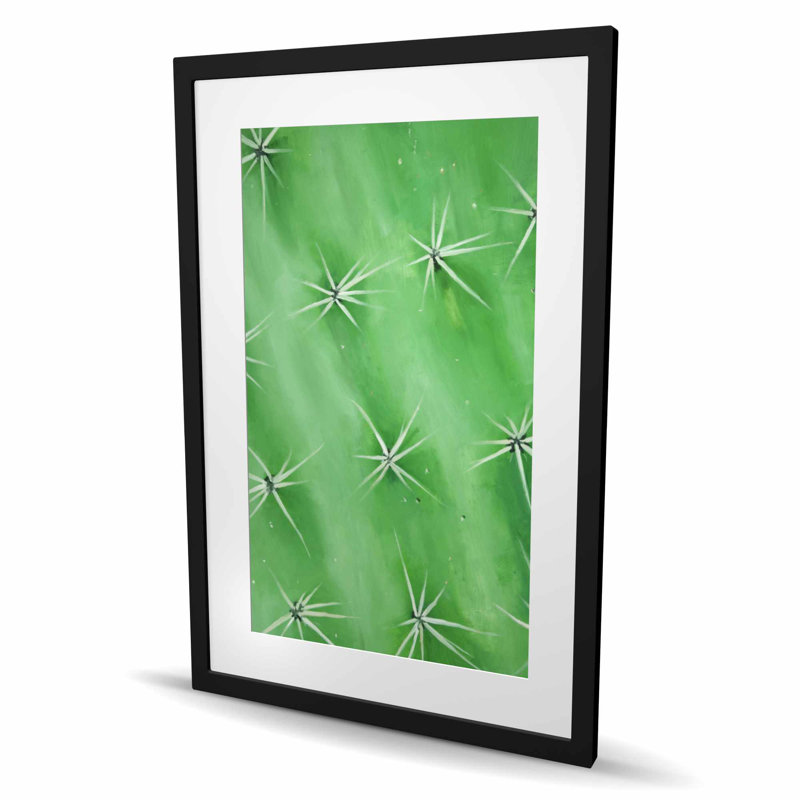 Gros plan de cactus - reproduction encadrée mat pour décoration de chambre à coucher