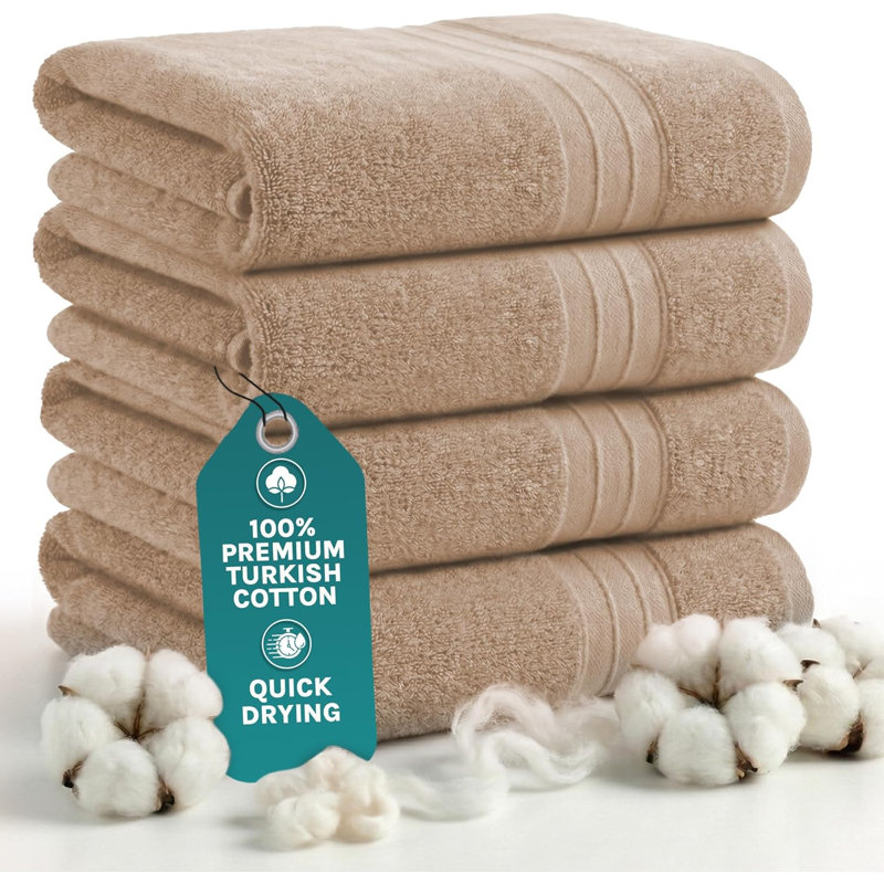 Ensemble de 4 serviettes de bain turques 100% coton, surdimensionnées, durables, douces 30 po x 56 po, Rose