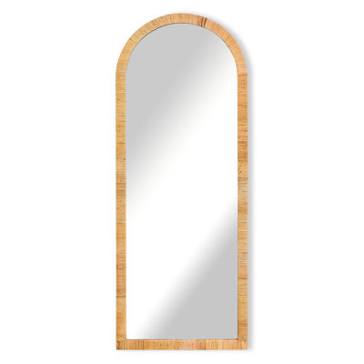 Modern & Contemporary Rattan Arched-Top 68.11" Tall Accent Floor Mirror Full Length Mirror