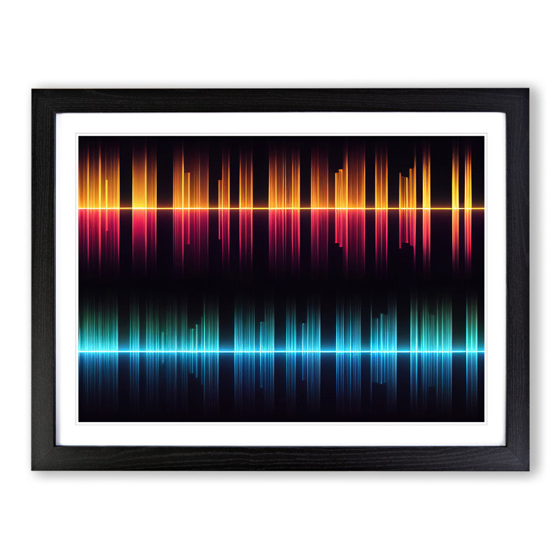 Electronic Audio Sound Bars Vol.1 Abstract - Single Picture Frame Print, 46cm H x 64cm W x 2cm D, Black 