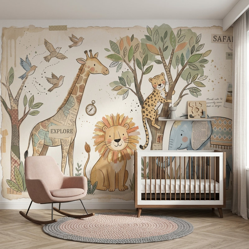 Décoration murale amovible Safari, Non tissé, 200 po x 120 po