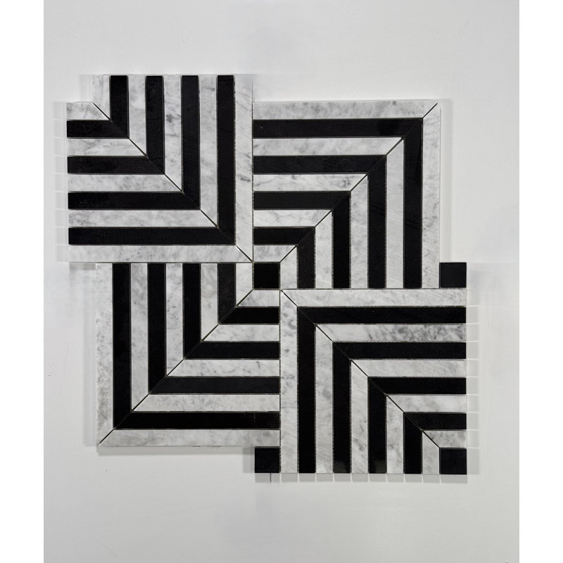 Mosaïque de marbre à losanges imbriqués