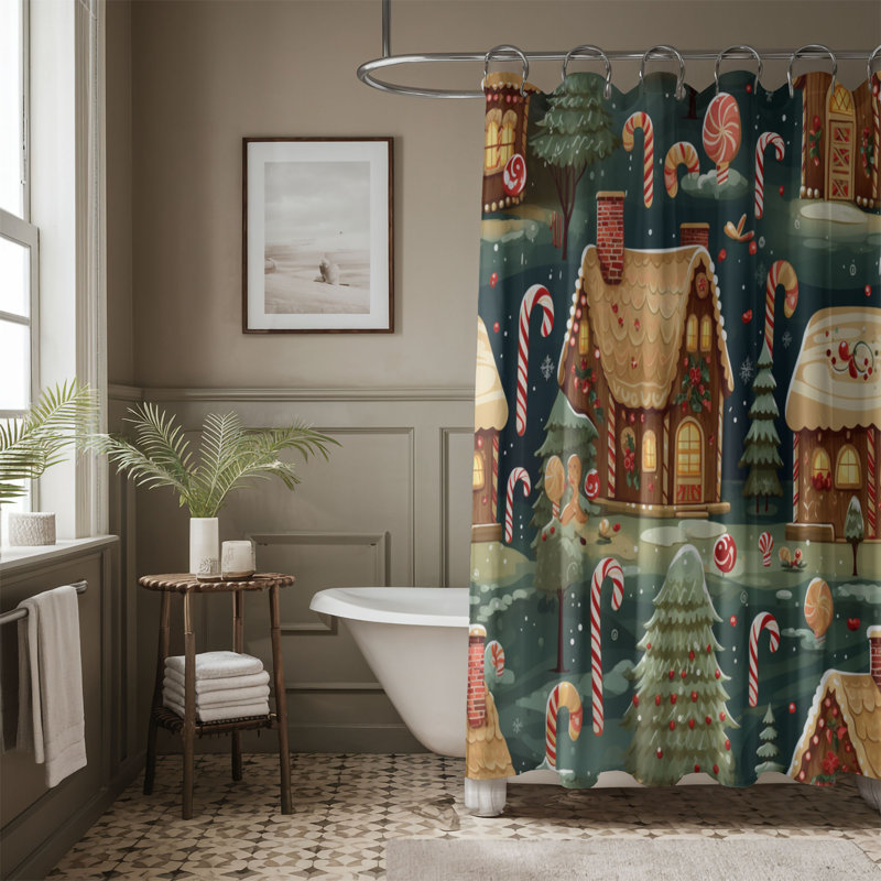 Sweet Noel - Rideau de douche Premium, H 74 po x l 71 po, Noël 2