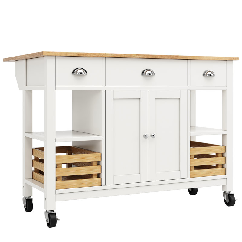 Caufield Wood Kitchen Island, White