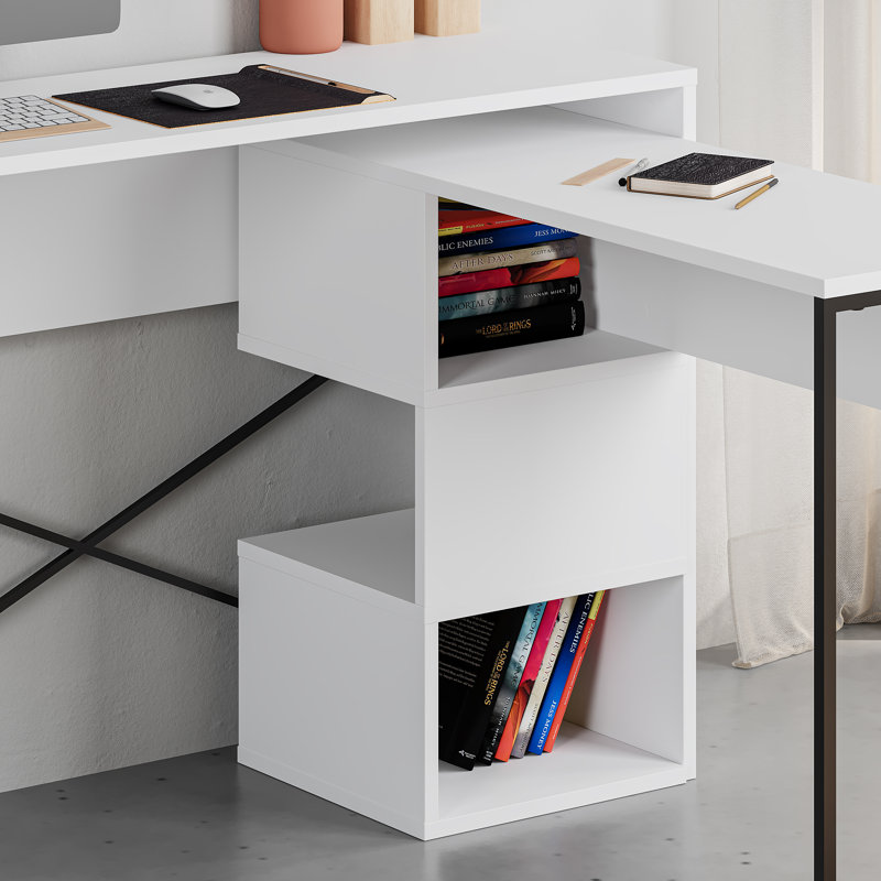 Claverton 110cm Wide Rectangle Writing Desk with Smart Storage, White