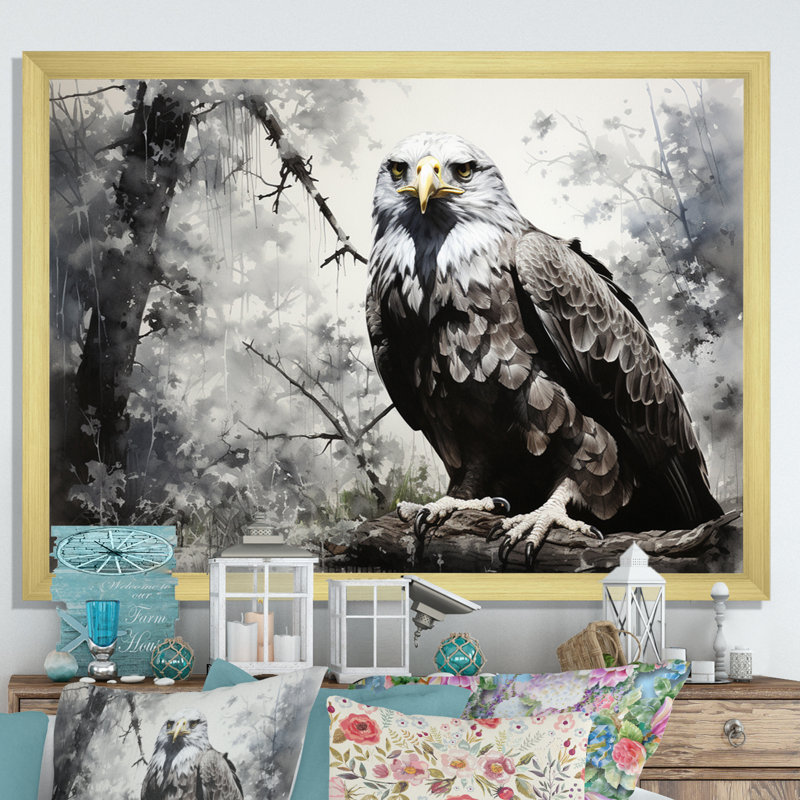 «Grey Eagle Shadows Of Serenity», reproduction d'art sur toile, H 32 po x l 24 po x P 1 po, Or