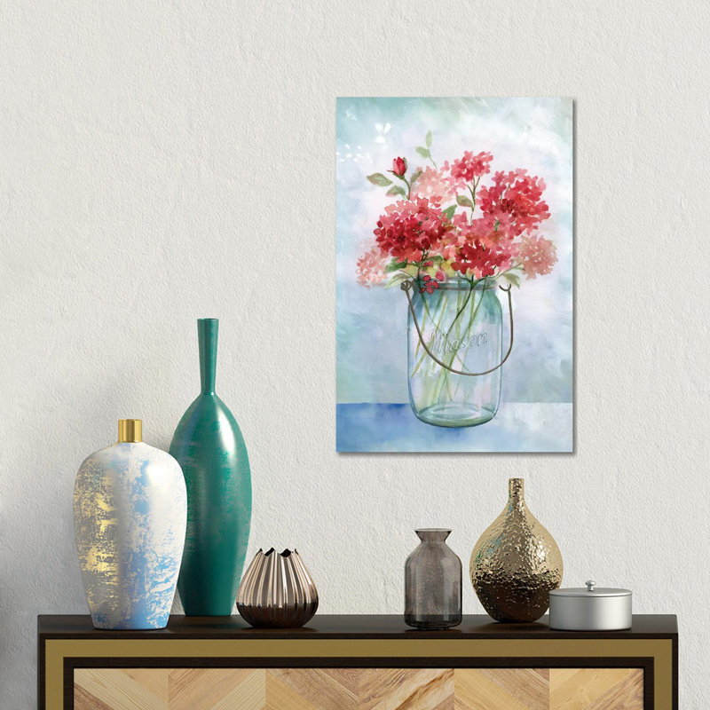 Red Geraniums - reproduction d'art murale - toile tendue, H 18 po x l 12 po, Toile tendue, Ne s’applique pas