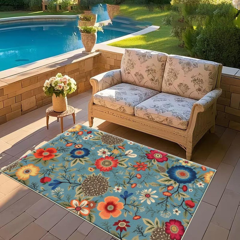 Floral Area Rug, Soft And Lightweight, Suitable For All Seasons, Easy To Maintain And Easy To Clean, Machine Washable Carpet Floor Mat, Suitable For Living Room, Bedroom, Dining Room, Balcony, Patio, Room Decor, Home Decor, Outdoor Decor