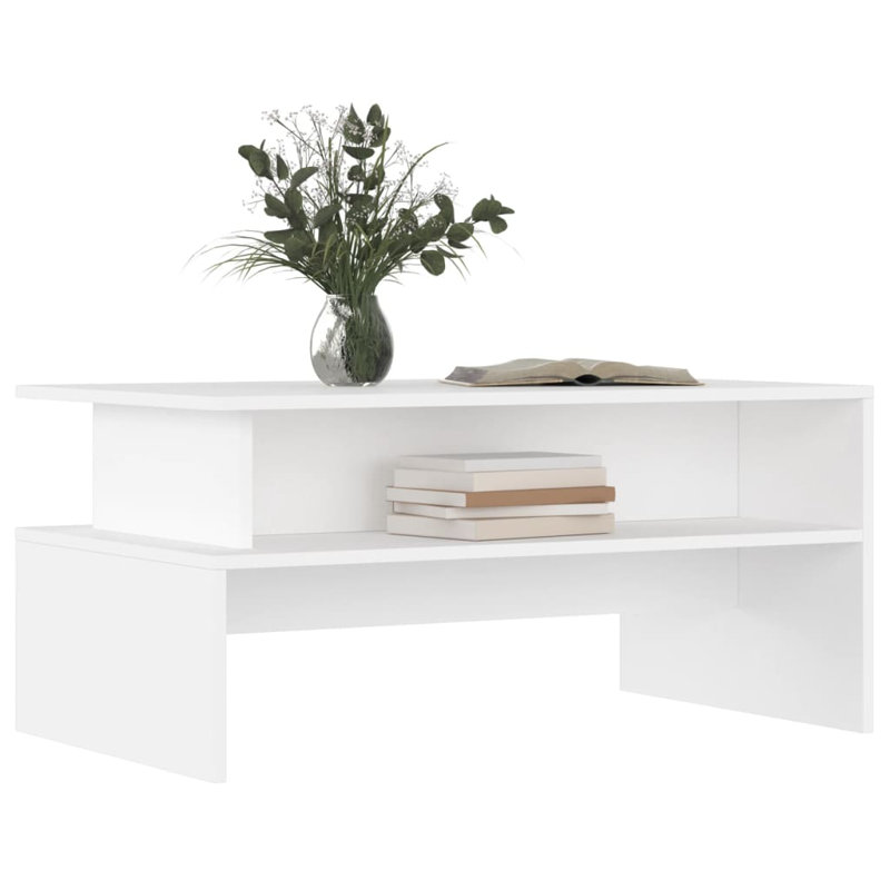 Aveah Frame Coffee Table with Storage, White