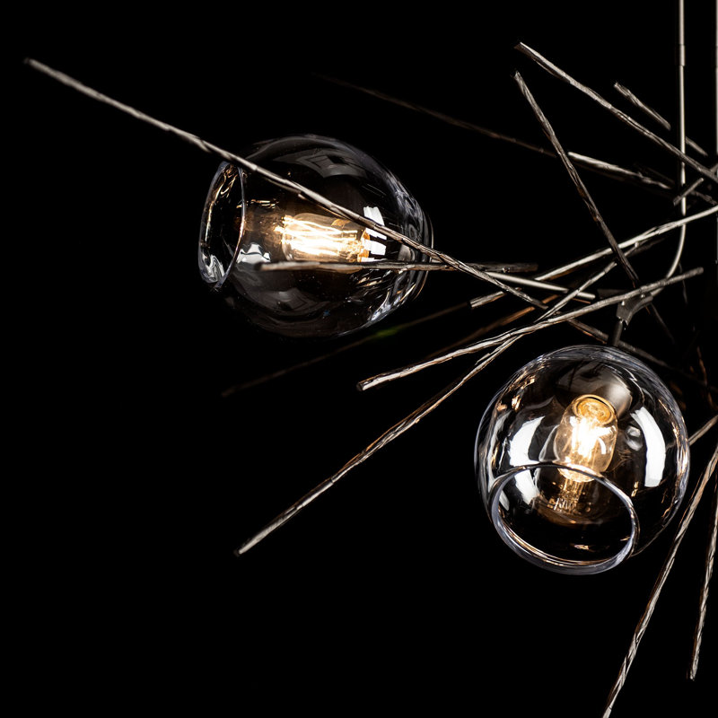Griffin 6 - Light Sputnik Sphere Chandelier, XLong: 32.3" to 71.3", Clear Glass, Oil Rubbed Bronze