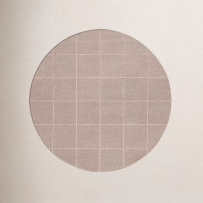 Beige Hand-Tufted Geometric Wool Rug