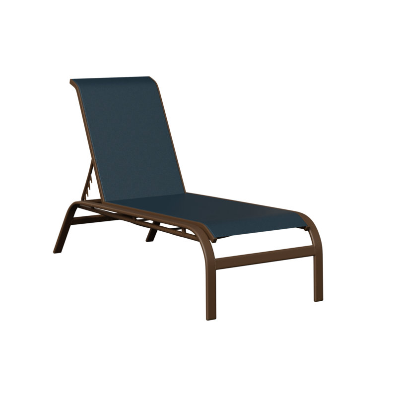 Chaise longue berçante en aluminium Mesquite de Berlin Gardens, Filon de bois mesquite, Bleu très foncé