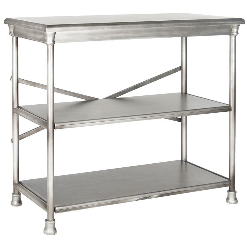 Transitional Dark Silver 38" Iron and Wood Etagere Bookcase