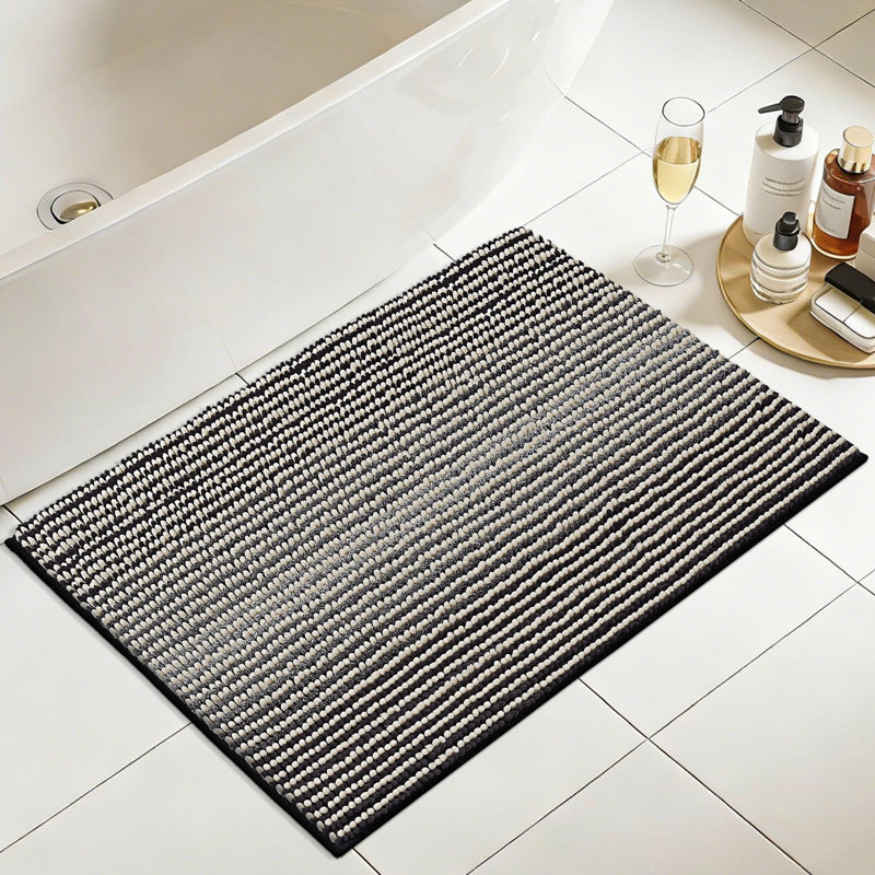Tapis de salle de bain, tapis de bain en chenille absorbant très doux, envers en caoutchouc TP à séchage rapide, tapis de bain lavables à la machine pour plancher de salle de bain, baignoire et douche, accessoires de décoration intérieure
