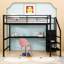 Lit mezzanine double avec bureau, garde-robe et lumière DEL