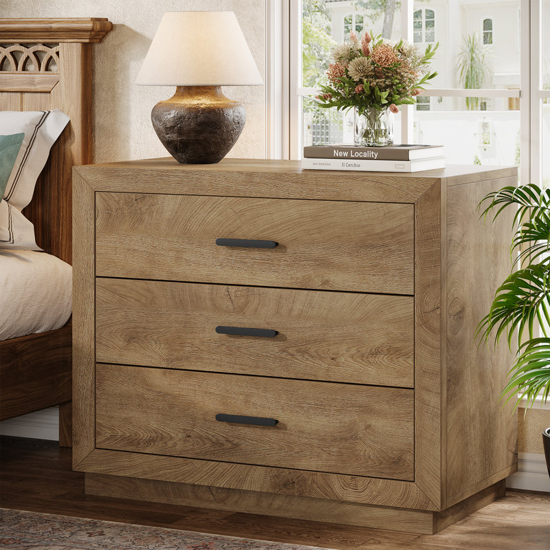 Oversized Nightstand with 3 Drawers