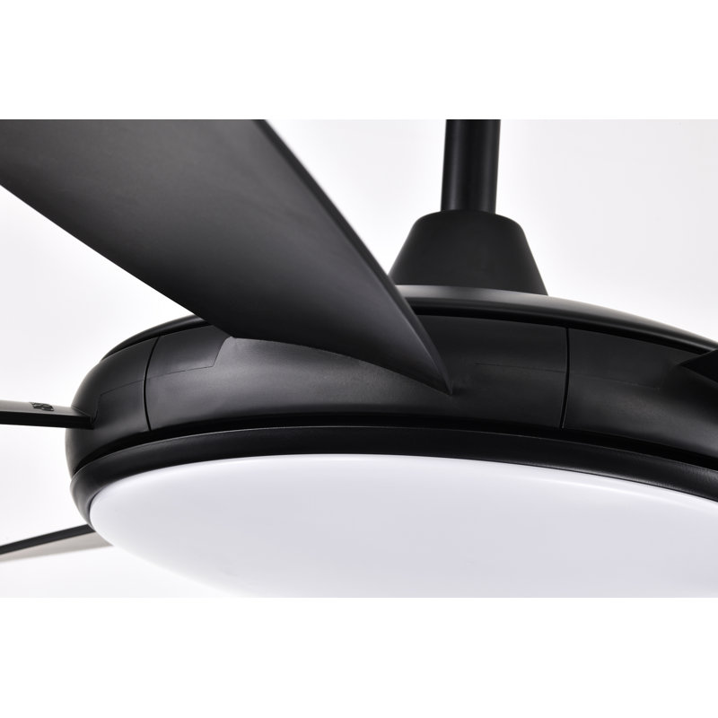 Novah Ventilateur de plafond à 6 pales à DEL intégré avec ensemble d'éclairage et télécommande, Noir mat