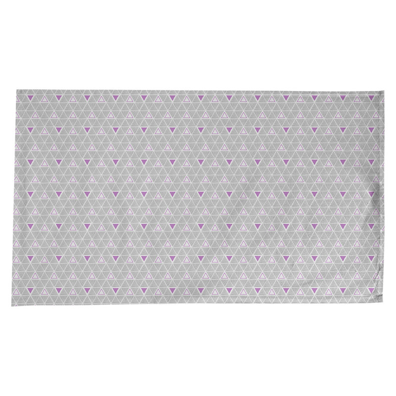Nappe géométrique en coton - Triangles dessinés à la main, collection Jordao, lavable à la machine, Gris / violet