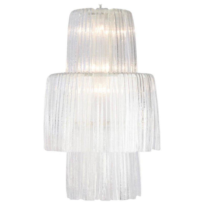 Lustre cascade Venetain, Transparent lisse, Laiton poli, 20” Wide x 40” Height
