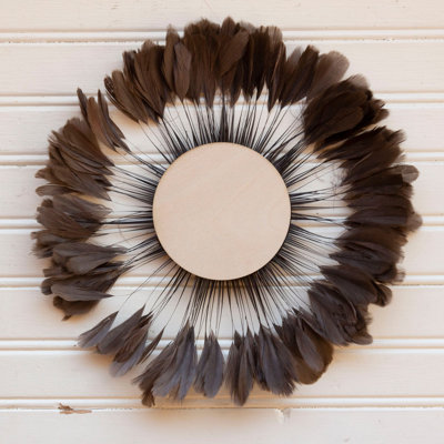 Petite art mural plume brune pleine lune