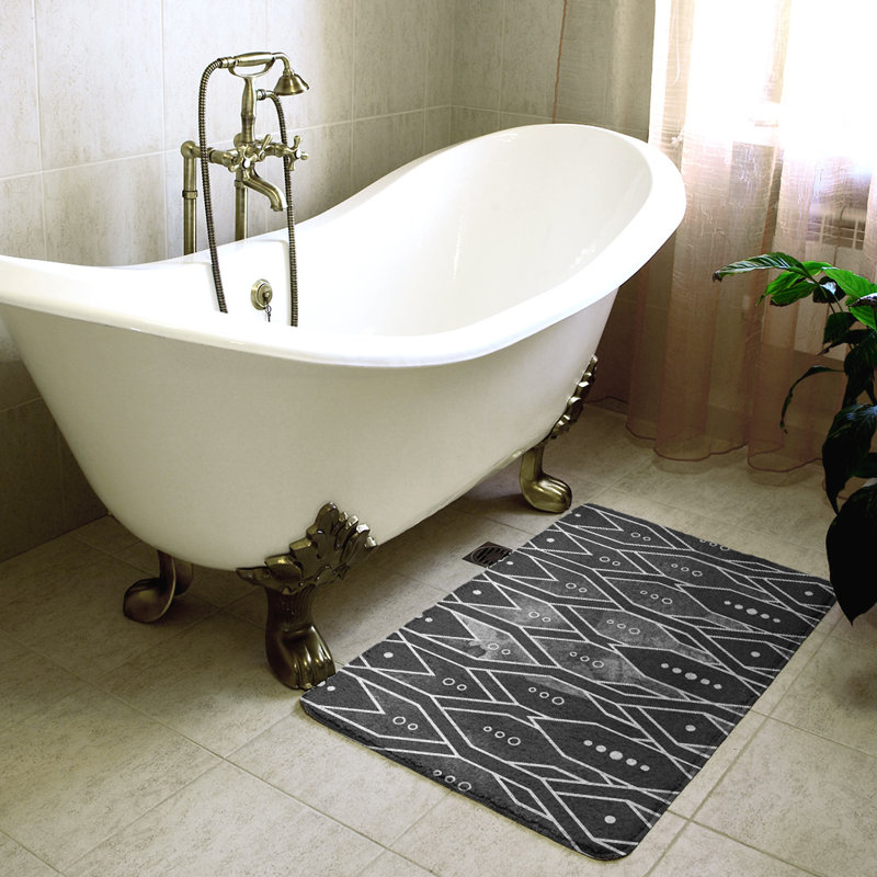 Tapis pour salle de bain Trellis, l 17 po x L 24 po, Noir