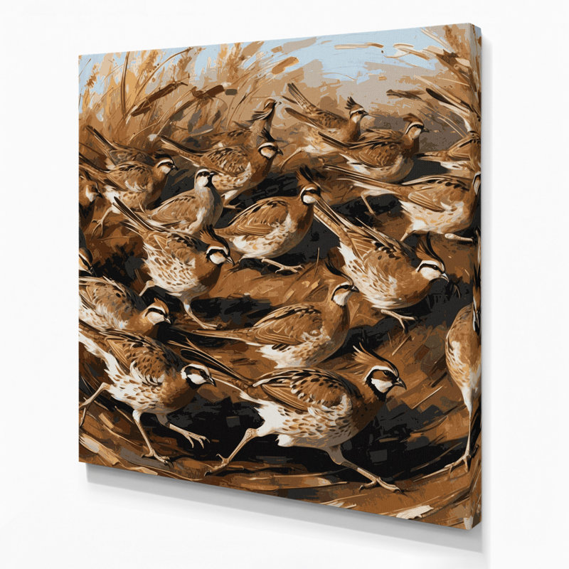 Oiseaux, art mural brun sur toile