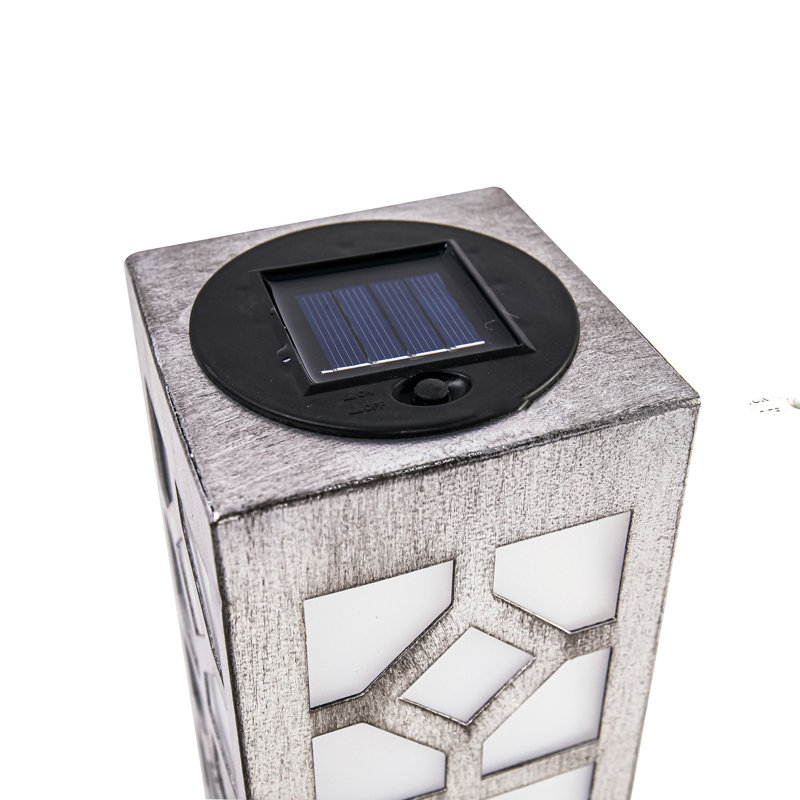 36.22'' Solar Powered Integrated LED Square / Rectangular Lantern, Silver