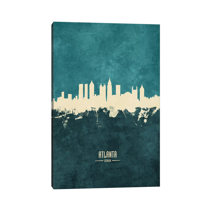 «Atlanta Georgia Skyline» par Michael Tompsett, reproduction d'art sur toile tendue, H 12 po x l 8 po x P 0,75 po