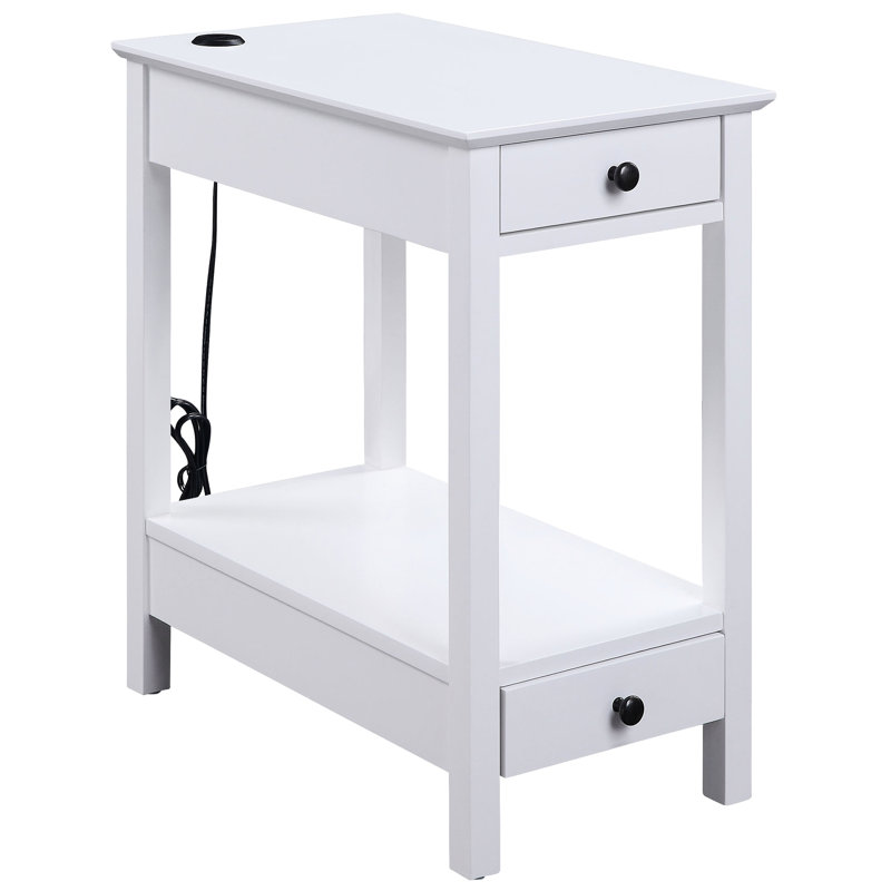 Table de rangement blanche avec 2 tiroirs et solution d'espace pour le salon